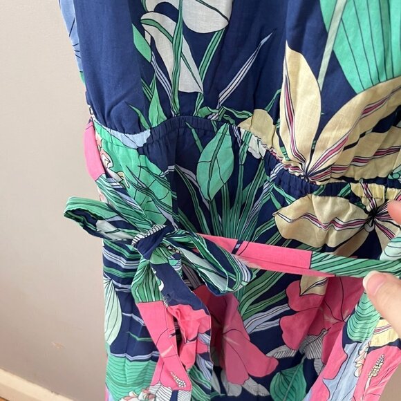 Women’s Talbots Colorful Floral Voile Hibiscus Maxi Dress‎ with Belt Size 8 - Picture 4 of 5